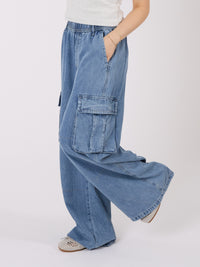 Wide Leg Cargo Denim Pants