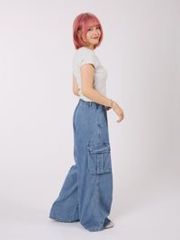 Wide Leg Cargo Denim Pants
