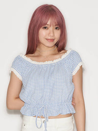 Gingham Puff Sleeve Top